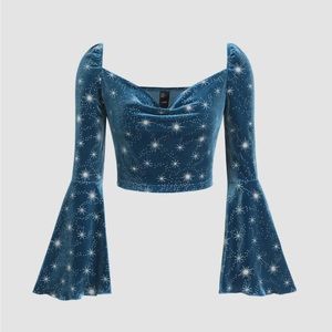 CIDER velvet star crop top